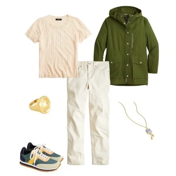 J Crew Green Rainjacket with Hood - Picture 6 of 8